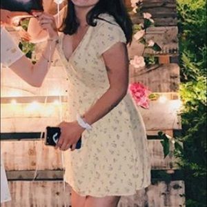 Hollister Yellow floral wrap dress